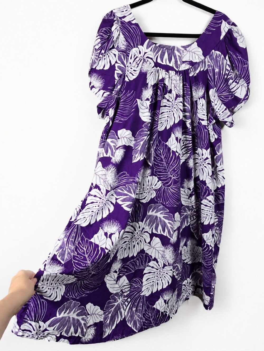 Vintage Hawaiian Reserve Collection Purple Muumuu Tropical Dress Pockets 3XL